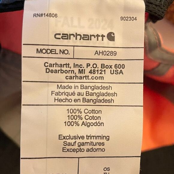 NWT Carhartt Canvas Odessa Baseball Cap / Hat OS/Unisex Pink - Picture 7 of 9